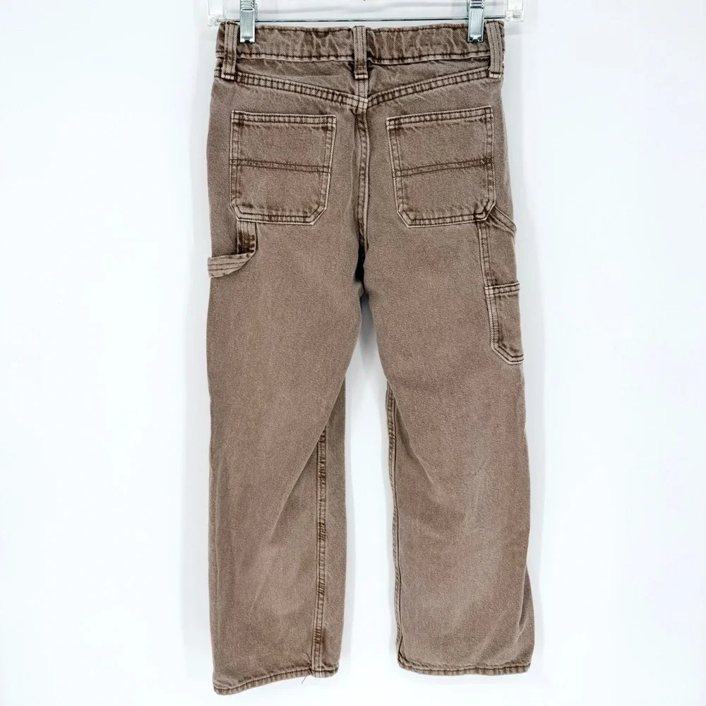 Old Navy 2024 Boys Baggy Carpenter Jeans Built In Tough Light Brown Wash Size 10